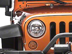 Headlight; Chrome Housing; Clear Lens; Passenger Side (07-18 Jeep Wrangler JK)