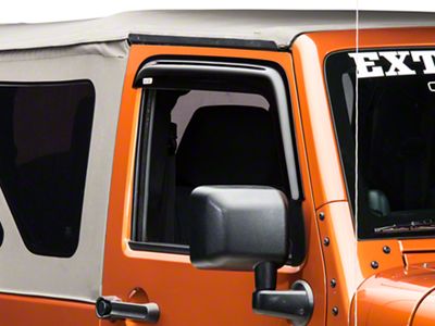 Rugged Ridge Window Rain Deflectors; Smoked (07-18 Jeep Wrangler JK 2-Door)