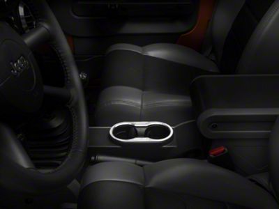 Rugged Ridge Cup Holder Trim; Brushed Silver (07-10 Jeep Wrangler JK)