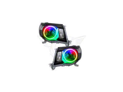 Oracle OE Style Headlights with ColorSHIFT Halo; Black Housing; Clear Lens (05-11 Tacoma)