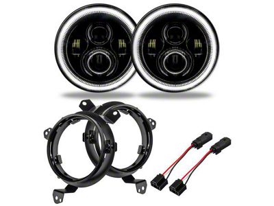 Oracle 7-Inch High Powered LED Headlights with LED Halo; Black Housing; Clear Lens (20-25 Jeep Gladiator JT)