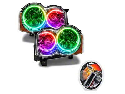 Oracle OE Style Headlights with ColorSHIFT LED Halos; Chrome Housing; Clear Lens (08-10 Jeep Grand Cherokee WK w/ Factory HID Headlights)