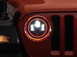 Oracle 7-Inch High Powered LED Headlights with Dynamic ColorSHIFT Halo; Black Housing; Clear Lens (18-25 Jeep Wrangler JL)