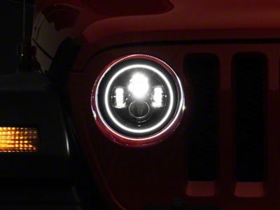 Oracle 7-Inch High Powered LED Headlights with LED Halo; Black Housing; Clear Lens (18-25 Jeep Wrangler JL)