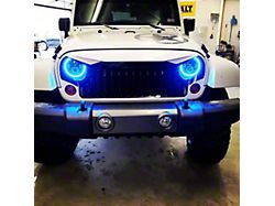 Oracle 7-Inch High Powered LED Headlights with ColorSHIFT Halo; Black Housing; Clear Lens; BC1 Controller (07-17 Jeep Wrangler JK)