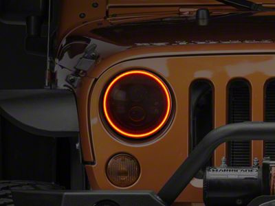 Oracle Waterproof Surface Mount LED Halo Headlight Kit; Amber (07-18 Jeep Wrangler JK)