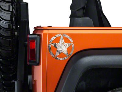SEC10 On The Move Star Small Decal; Real Tree; Pair (66-25 Jeep CJ5, CJ7, Wrangler YJ, TJ, JK & JL)