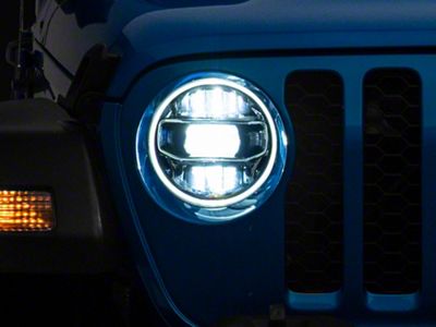 Skyline LED Headlights; Black Housing; Clear Lens (20-25 Jeep Gladiator JT)