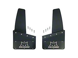 Pacbrake 12-Inch x 10-Inch Kickback-Style Mud Flap Set; Black Powder Coated; Set of 4 (Universal; Some Adaptation May Be Required)