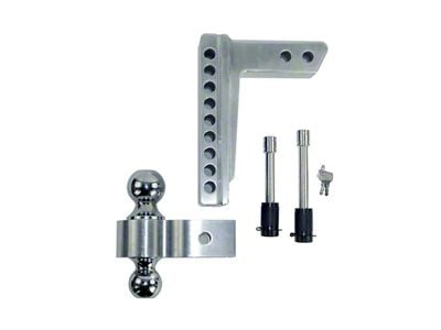 Pacbrake 2-Inch Receiver Hitch Adjustable Dual-Ball Mount; 8-Inch Drop; Chrome (Universal; Some Adaptation May Be Required)