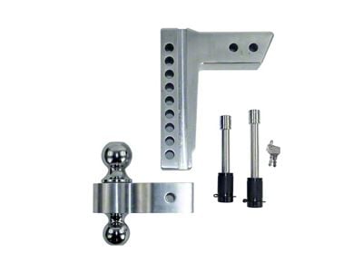 Pacbrake 2.50-Inch Receiver Hitch Adjustable Dual-Ball Mount; 8-Inch Drop; Chrome (Universal; Some Adaptation May Be Required)
