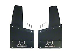 Pacbrake 14-Inch x 14-Inch Kickback-Style Mud Flap Set; Black Powder Coated; Set of 4 (Universal; Some Adaptation May Be Required)