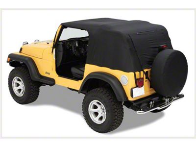 Pavement Ends Emergency Top; Black (07-18 Jeep Wrangler JK 2-Door w/ Center Footman Loop)