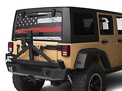SEC10 Perforated Real Flag Rear Window Decal; Red Line (66-25 Jeep CJ5, CJ7, Wrangler YJ, TJ, JK & JL)