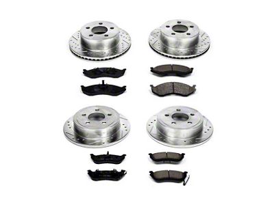 PowerStop Z23 Evolution Sport Brake Rotor and Pad Kit; Front and Rear (03-06 Jeep Wrangler TJ w/ Rear Disc Brakes)