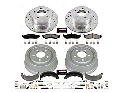 PowerStop Z23 Evolution Sport Brake Rotor, Pad and Drum Kit; Front and Rear (91-98 Jeep Wrangler YJ & TJ; 1999 Jeep Wrangler TJ w/ 3-1/4-Inch Composite Rotors)