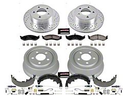 PowerStop Z23 Evolution Sport Brake Rotor, Pad and Drum Kit; Front and Rear (01-06 Jeep Wrangler TJ w/ Rear Drum Brakes)