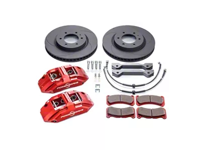 Powerbrake X-Line 6-Piston Front Big Brake Kit with 13.70-Inch Slotted Rotors; Red Calipers (03-09 4Runner)