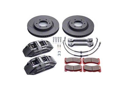 Powerbrake X-Line 6-Piston Front Big Brake Kit with 350mm Slotted 2-Piece Rotors; Grey Calipers (05-26 V6 Frontier)