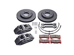 Powerbrake X-Line 6-Piston Front Big Brake Kit with 13.70-Inch Slotted Rotors; Grey Calipers (20-26 Jeep Gladiator JT Launch Edition, Rubicon)