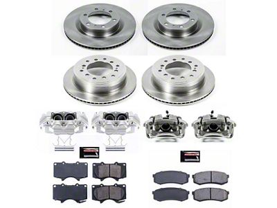 PowerStop OE Replacement 6-Lug Brake Rotor, Pad and Caliper Kit; Front and Rear (10-15 4Runner)