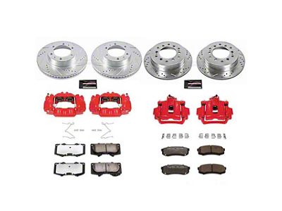 PowerStop Z36 Extreme Truck and Tow 6-Lug Brake Rotor, Pad and Caliper Kit; Front and Rear (03-09 4Runner w/ 12.56-Inch Front Rotors)