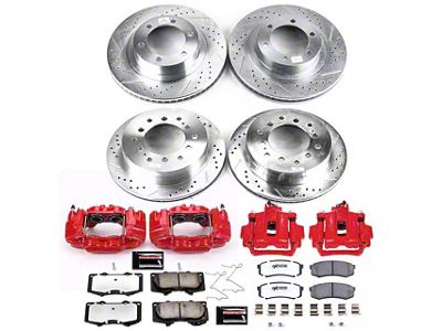 PowerStop Z36 Extreme Truck and Tow 6-Lug Brake Rotor, Pad and Caliper Kit; Front and Rear (03-09 4Runner w/ 13.30-Inch Front Rotors)