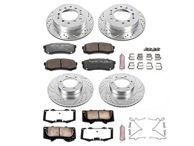 PowerStop Z36 Extreme Truck and Tow 6-Lug Brake Rotor and Pad Kit; Front and Rear (03-09 4Runner w/ 13.30-Inch Front Rotors)
