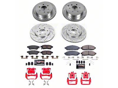 PowerStop Z23 Evolution Sport 6-Lug Brake Rotor, Pad and Caliper Kit; Front and Rear (16-19 2.5L Frontier)