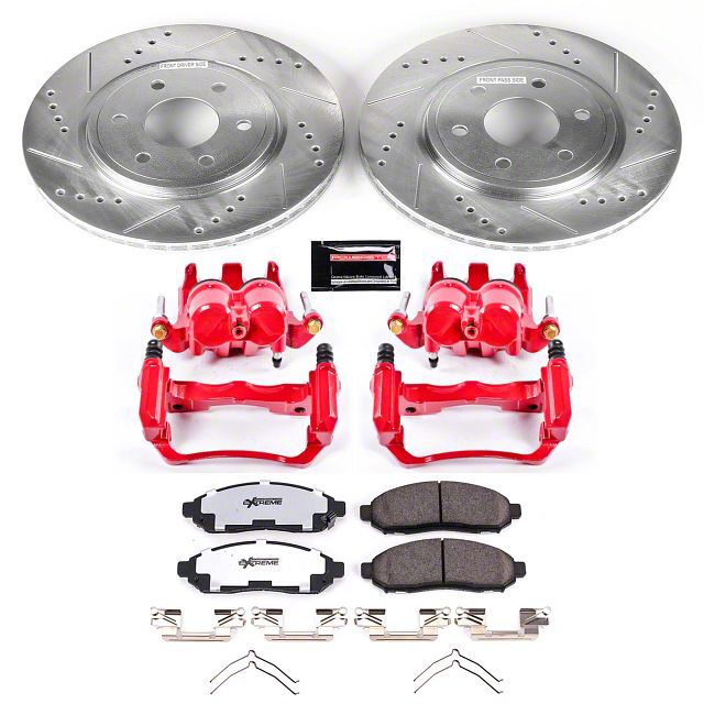 PowerStop Front Z36 Truck & Tow Brake Pad And Rotor Kit With Red Powder Coated Calipers Fits: CADILLAC CHEVROLET GMC Select Models KC2009-36