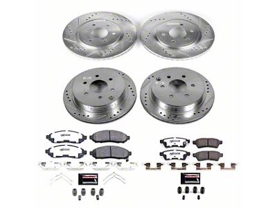 PowerStop Z36 Extreme Truck and Tow 6-Lug Brake Rotor and Pad Kit; Front and Rear (16-25 V6 Frontier)