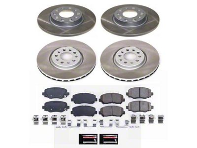 PowerStop Semi-Coated Brake Rotor and Pad Kit; Front and Rear (14-23 Jeep Cherokee KL w/ Single Piston Front Calipers)