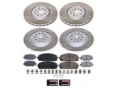 PowerStop Semi-Coated Brake Rotor and Pad Kit; Front and Rear (14-16 Jeep Cherokee KL w/ Dual Piston Front Calipers)