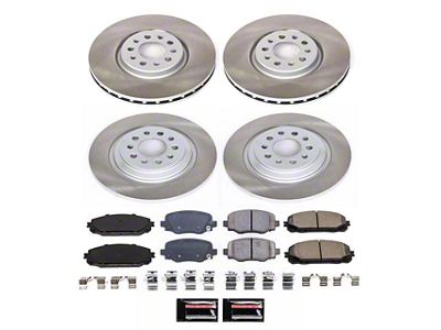 PowerStop Semi-Coated Brake Rotor and Pad Kit; Front and Rear (17-23 Jeep Cherokee KL w/ Dual Piston Front Calipers)