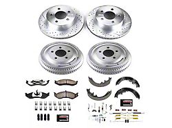 PowerStop Z36 Extreme Truck and Tow Brake Rotor, Pad and Drum Kit; Front and Rear (1999 Jeep Cherokee XJ w/ 3-Inch Cast Rotors & 10-Inch Rear Drums; 00-01 Jeep Cherokee XJ w/ 10-Inch Rear Drums)