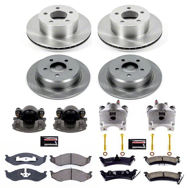 PowerStop Jeep Grand Cherokee OE Replacement Brake Rotor, Pad and Caliper Kit; Front and Rear
