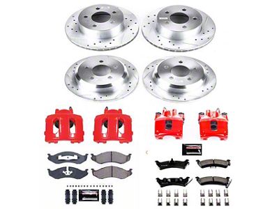 PowerStop Z23 Evolution Sport Brake Rotor, Pad and Caliper Kit; Front and Rear (95-98 Jeep Grand Cherokee ZJ)