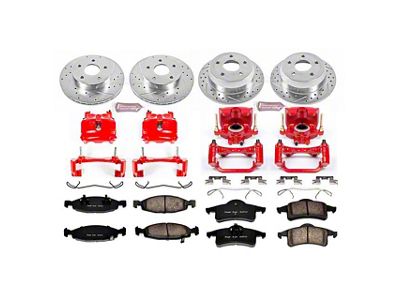 PowerStop Z23 Evolution Sport Brake Rotor, Pad and Caliper Kit; Front and Rear (99-02 Jeep Grand Cherokee WJ w/ Teves Calipers)