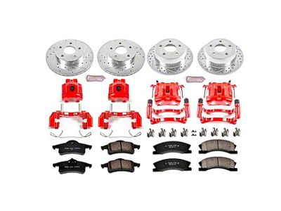 PowerStop Z23 Evolution Sport Brake Rotor, Pad and Caliper Kit; Front and Rear (99-02 Jeep Grand Cherokee WJ w/ Akebono Calipers; 03-04 Jeep Grand Cherokee WJ)