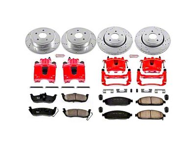 PowerStop Z23 Evolution Sport Brake Rotor, Pad and Caliper Kit; Front and Rear (05-10 Jeep Grand Cherokee WK w/o Factory Jeep Logo Calipers, Excluding SRT8)