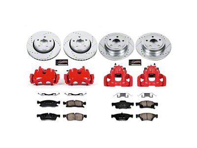 PowerStop Z23 Evolution Sport Brake Rotor, Pad and Caliper Kit; Front and Rear (11-16 Jeep Grand Cherokee WK2 w/ Solid Rear Rotors, Excluding SRT & SRT8)