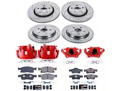 PowerStop Z23 Evolution Sport Brake Rotor, Pad and Caliper Kit; Front and Rear (11-12 Jeep Grand Cherokee WK2 w/ Vented Rear Rotors, Excluding SRT8)
