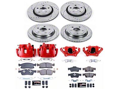 PowerStop Z23 Evolution Sport Brake Rotor, Pad and Caliper Kit; Front and Rear (13-15 Jeep Grand Cherokee WK2 w/ Vented Rear Rotors, Excluding SRT & SRT8)