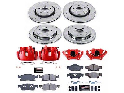 PowerStop Z23 Evolution Sport Brake Rotor, Pad and Caliper Kit; Front and Rear (16-19 Jeep Grand Cherokee WK2 w/ Vented Rear Rotors, Excluding SRT & Trackhawk)