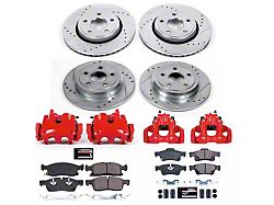 PowerStop Z23 Evolution Sport Brake Rotor, Pad and Caliper Kit; Front and Rear (17-19 Jeep Grand Cherokee WK2 w/ Solid Rear Rotors, Excluding SRT & Trackhawk)