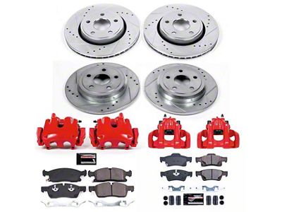 PowerStop Z23 Evolution Sport Brake Rotor, Pad and Caliper Kit; Front and Rear (17-19 Jeep Grand Cherokee WK2 w/ Solid Rear Rotors, Excluding SRT & Trackhawk)