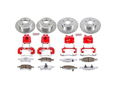 PowerStop Z26 Street Warrior Brake Rotor, Pad and Caliper Kit; Front and Rear (99-02 Jeep Grand Cherokee WJ w/ Teves Calipers)