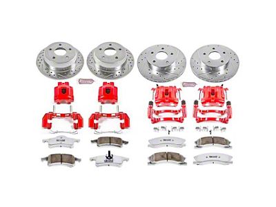 PowerStop Z26 Street Warrior Brake Rotor, Pad and Caliper Kit; Front and Rear (99-02 Jeep Grand Cherokee WJ w/ Akebono Calipers; 03-04 Jeep Grand Cherokee WJ)