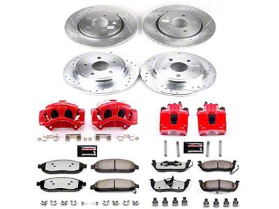 PowerStop Z36 Extreme Truck and Tow Brake Rotor, Pad and Caliper Kit; Front and Rear (05-10 Jeep Grand Cherokee WK w/ Factory Jeep Logo Calipers, Excluding SRT8)