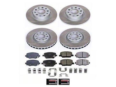 PowerStop Semi-Coated 5-Lug Brake Rotor and Pad Kit; Front and Rear (15-23 Jeep Renegade BU)